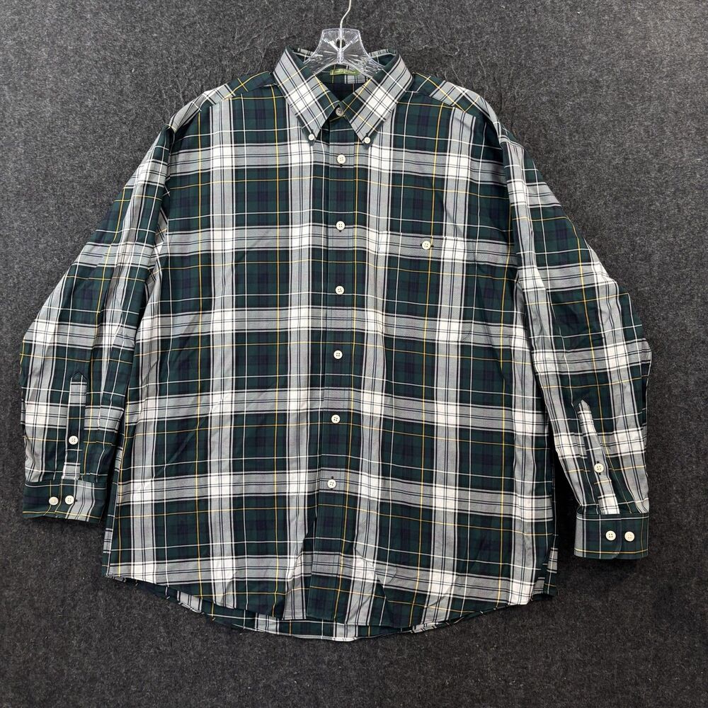 Orvis Shirt Men's XL Green Plaid Cotton Button Down Pocket Casual Outdoor